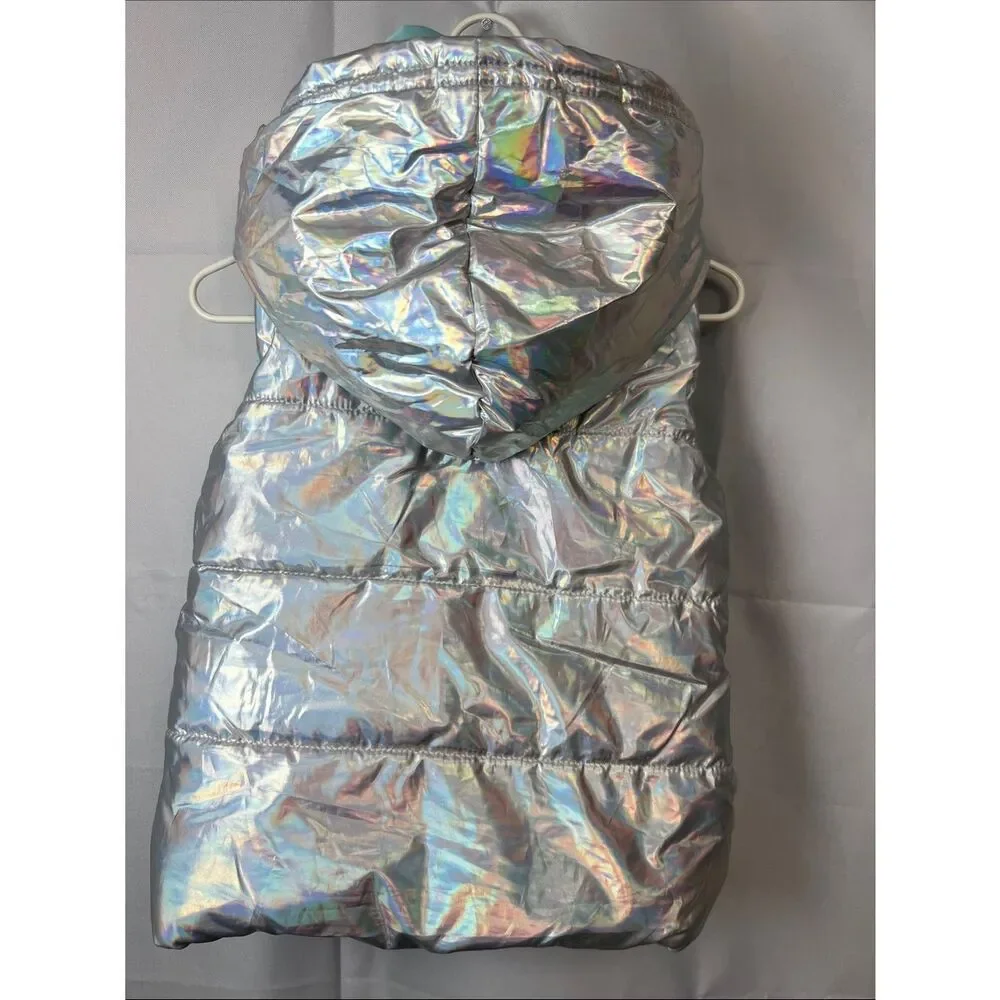 Disney Frozen iridescent silver and mint green Elsa puffer vest 3T
